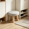 thumbnail image 5 of Modern Round Wooden Foot Stool with Soft Padded Seat, Non-Slip Small Step Stool for Living Room Hallway, Adults Step Up Stool, 5 of 6