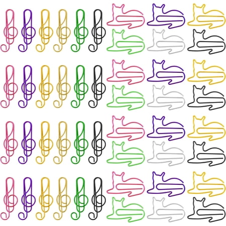 200 Pieces Paper Clips Metal Cute Note Paper Clips Music Cat Shaped Animal Assorted Colors Bookmark Office Supplies Accessories for Party Invitation Card Gift