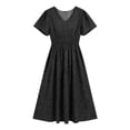thumbnail image 6 of Levmjia Flowy Midi Dresses for Women V Neck Short Sleeve Polka Dot Dress Summer Casual Fashion Loose Fit Swing Party Beach Vacation, 6 of 6