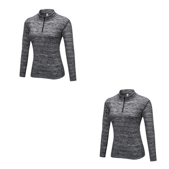 Qarigey Invierno otoño mujer media cremallera Sudadera con capucha niñas correr ejercicio Fitness camisetas térmicas Color sólido ropa Type2 NO2