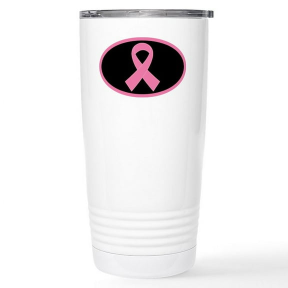 CafePress - Pink Ribbon Breast Cancer Mugs - Insulated Stainless Steel Travel Tumbler 20 oz.