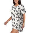 thumbnail image 2 of Goofa Funny Chicken for Womens Cotton 2 Piece Pajamas Set Classic Short Sleeve Pjs Set Soft Button Down Sleepwear Loungewear-4X-Large, 2 of 7