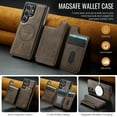 thumbnail image 3 of ELEHOLD Magnetic Wallet Case For Samsung Galaxy S25,2-in-1 Mag Safe Case with Removable Card Holder, Kickstand Shockproof Protection Cover For Samsung Galaxy S25,Coffee, 3 of 10