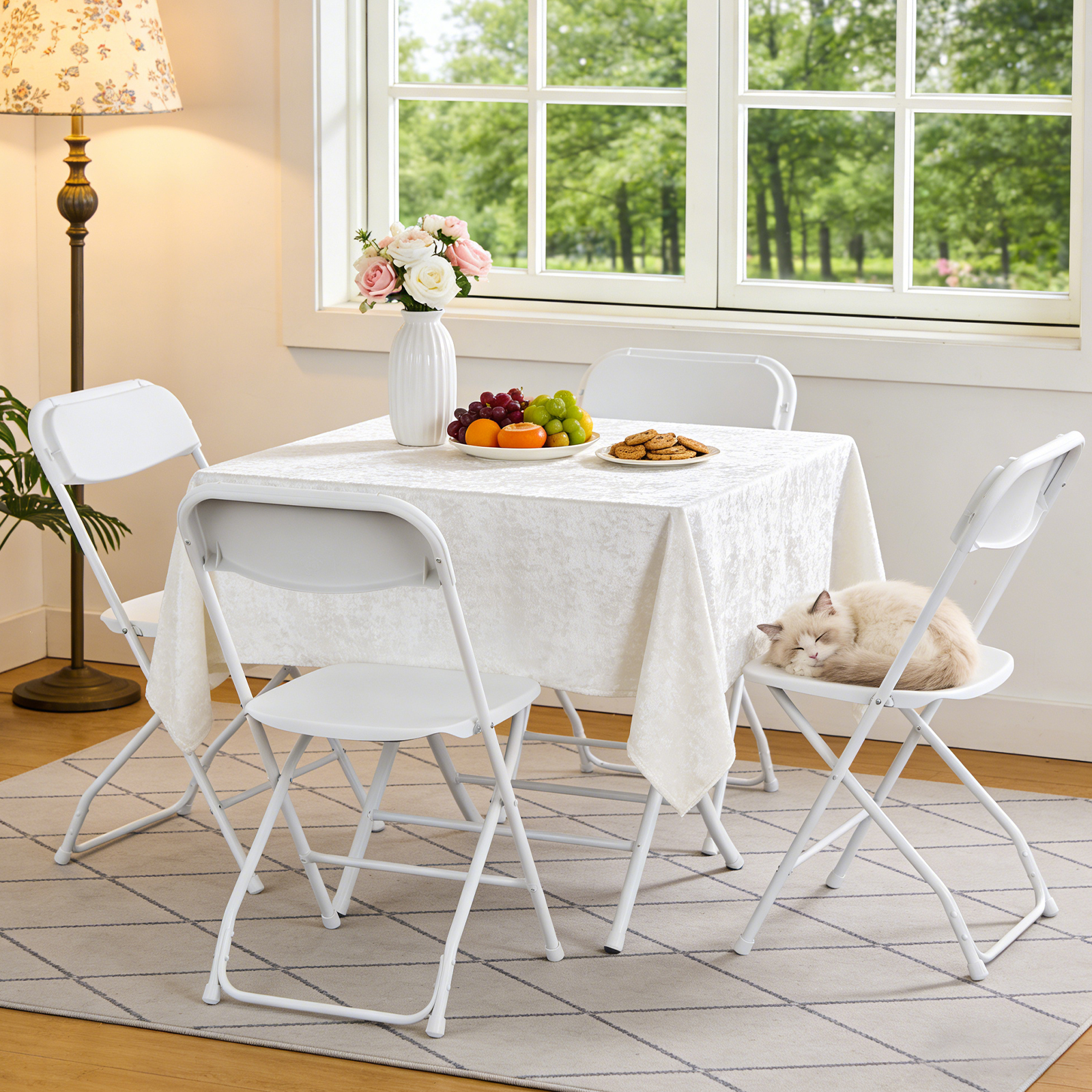 WASUHE 10-Pack White Folding Chairs with Metal Frame photo 3