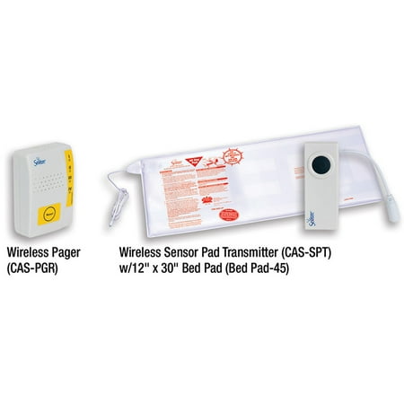 - Secure Wireless Bed Exit Alarm with Nurse Call Alert Button & Wireless Caregiver Pager - No Sound in Patient Room - Batteries Included
