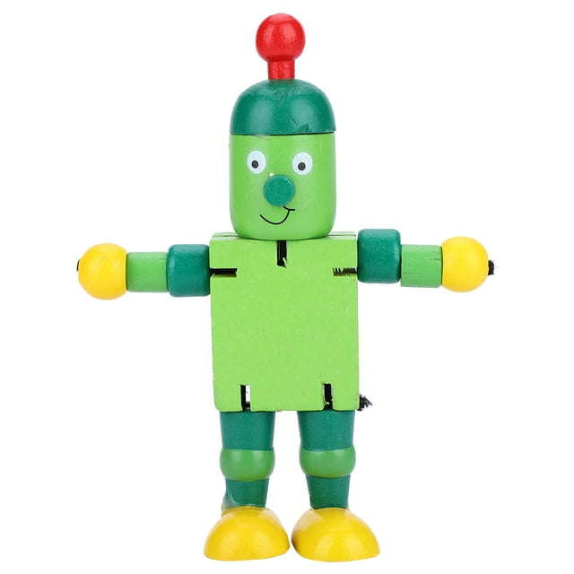 Juguetes de madera con personalidad, lindos robots, juguetes educativos y de aprendizaje para niños (verde)