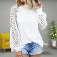 thumbnail image 2 of LYXSSBYX Womens Long Sleeve Dress Hot Sale Clearance Ladies Fashion Round Neck Lace Hollow Long Sleeve Casual Loose Top Pullover, 2 of 6