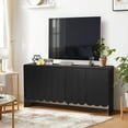 thumbnail image 6 of YOCWO Black Sideboards and Buffets, Wave Panel Buffet Storage Cabinet with 4 Doors and Adjustable Shelf for Kitchen Living Room Entryway, 6 of 8