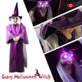 thumbnail image 3 of EIMELI Halloween Decor Animated Purple Witch Hanging House Prop Decorations LED Eyes, 3 of 4