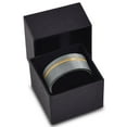 thumbnail image 3 of P. Manoukian Tungsten Wedding Band Ring 9mm for Men Women Black & 18K Yellow Gold Plated Pipe Cut Brushed Polished Lifetime Guarantee Size 4, 3 of 4