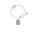 thumbnail image 2 of Delight Jewelry Silvertone Pebble Border Initial - Z - Rose Goldtone Leaf Delicate Bracelet, 6.25+1.75", 2 of 4