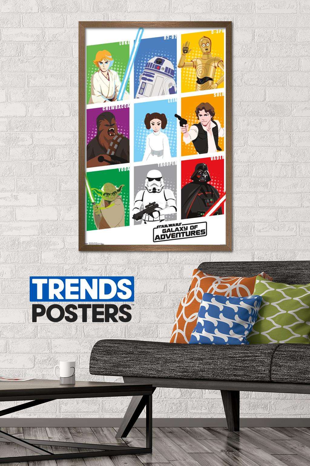 Star Wars: Saga - Galaxy Grid Wall Poster, 22.375" x 34", Framed