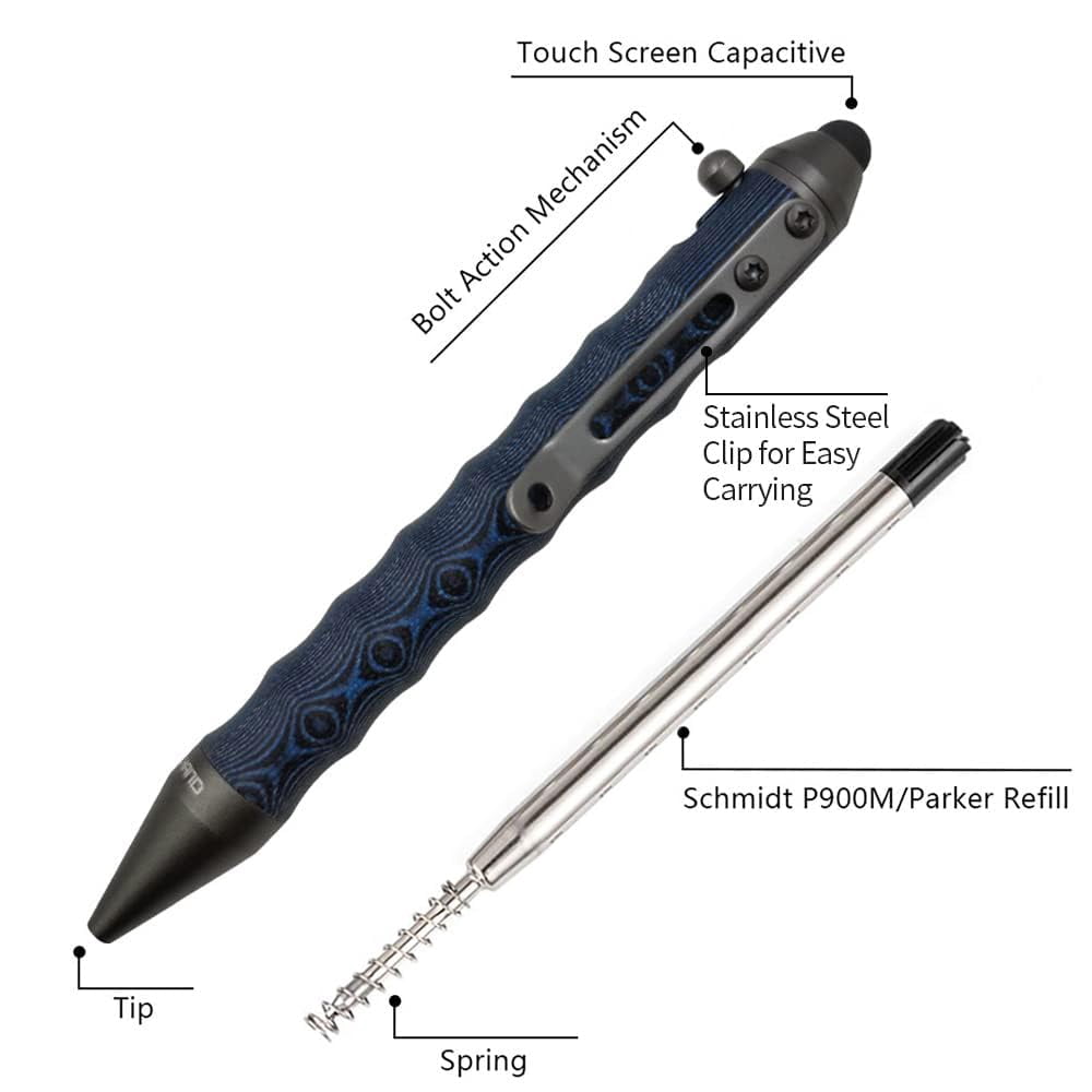 Bolt Action Touch Screen Ballpoint Pens Navy/Black Refillable EDC