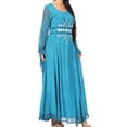 thumbnail image 4 of Sakkas Eve Women's Long Sleeve Casual Medieval Renaissance Celtic Maxi Dress Soft - Turquosie - S/M, 4 of 5
