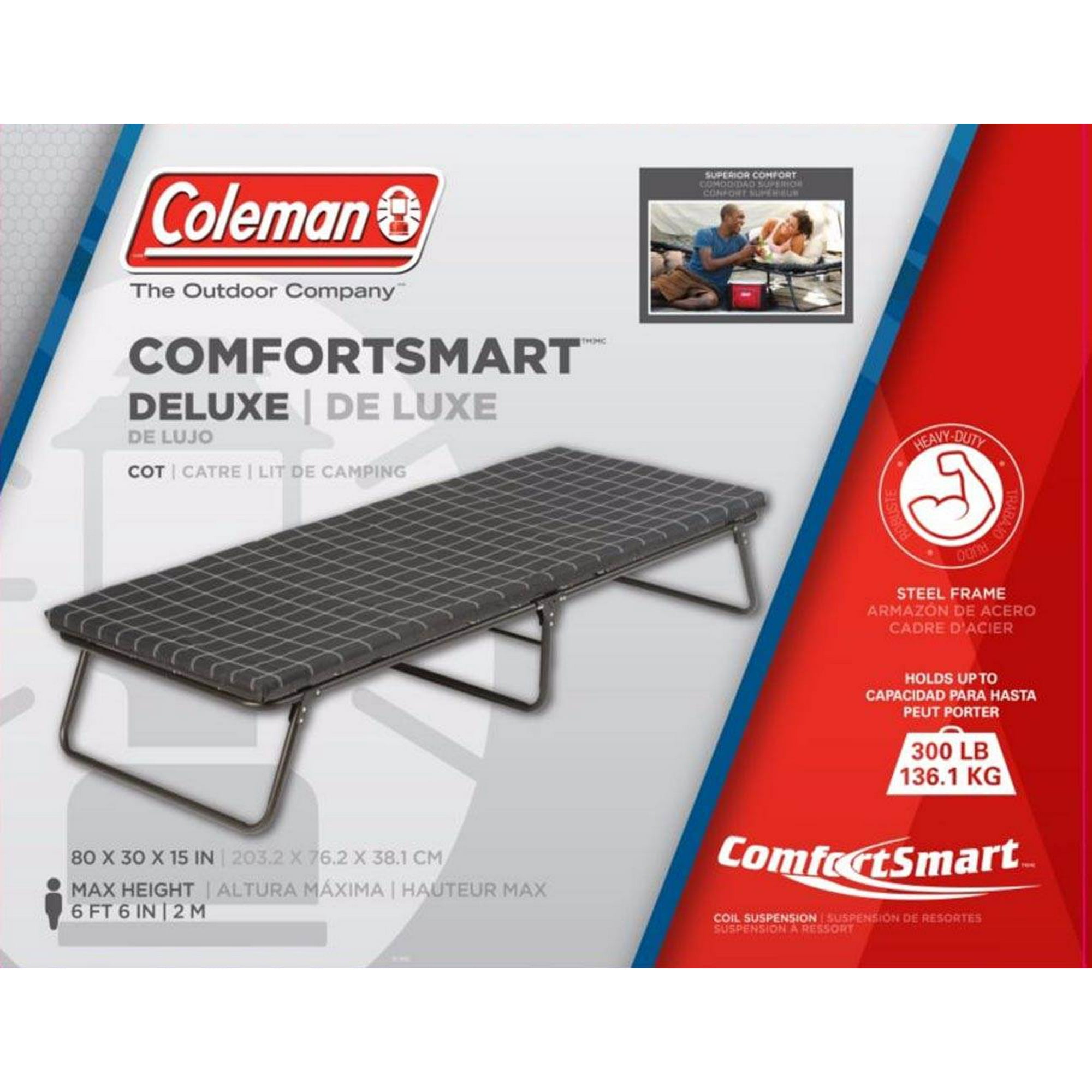 COLEMAN Portable ComfortSmart Steel Frame Deluxe Camping Folding Cot 30 x 80 Walmart