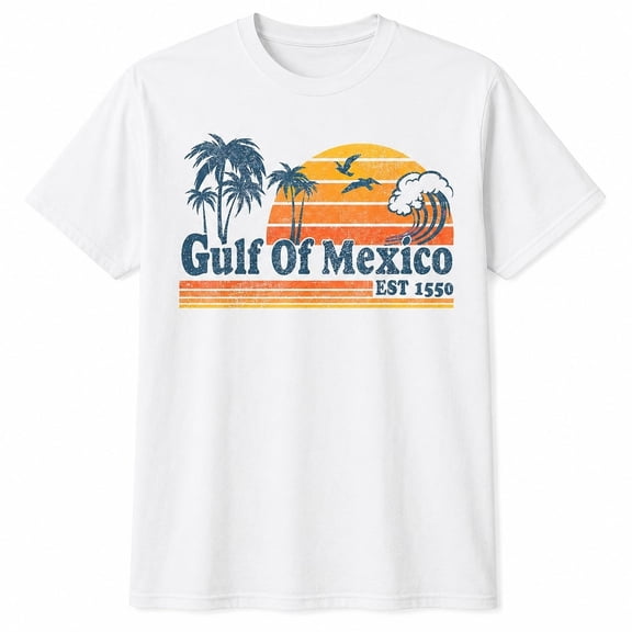 Gulf of Mexico Graphic T-Shirt, Retro Coastal Unisex Classic Fit Tee