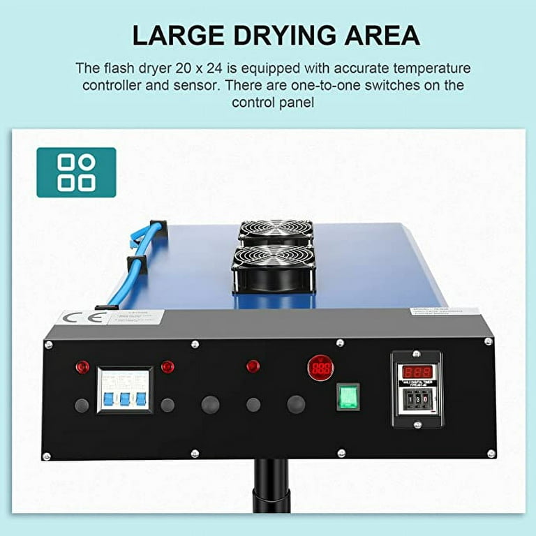 Flash Dryer with Sensor Silk Screen Flash Dryer 20x24 Inch, Automatic  Double Fan Flash Dryer 220V 6000W IR Flash Dryer for Screen Printing