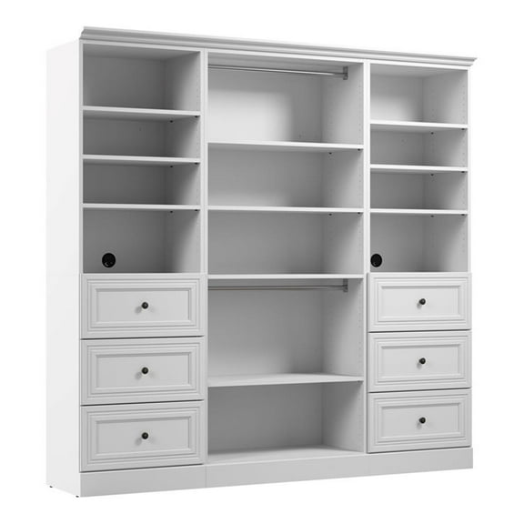 Pemberly Row 86" Engineered Wood Closet Organizer with Drawers in White
