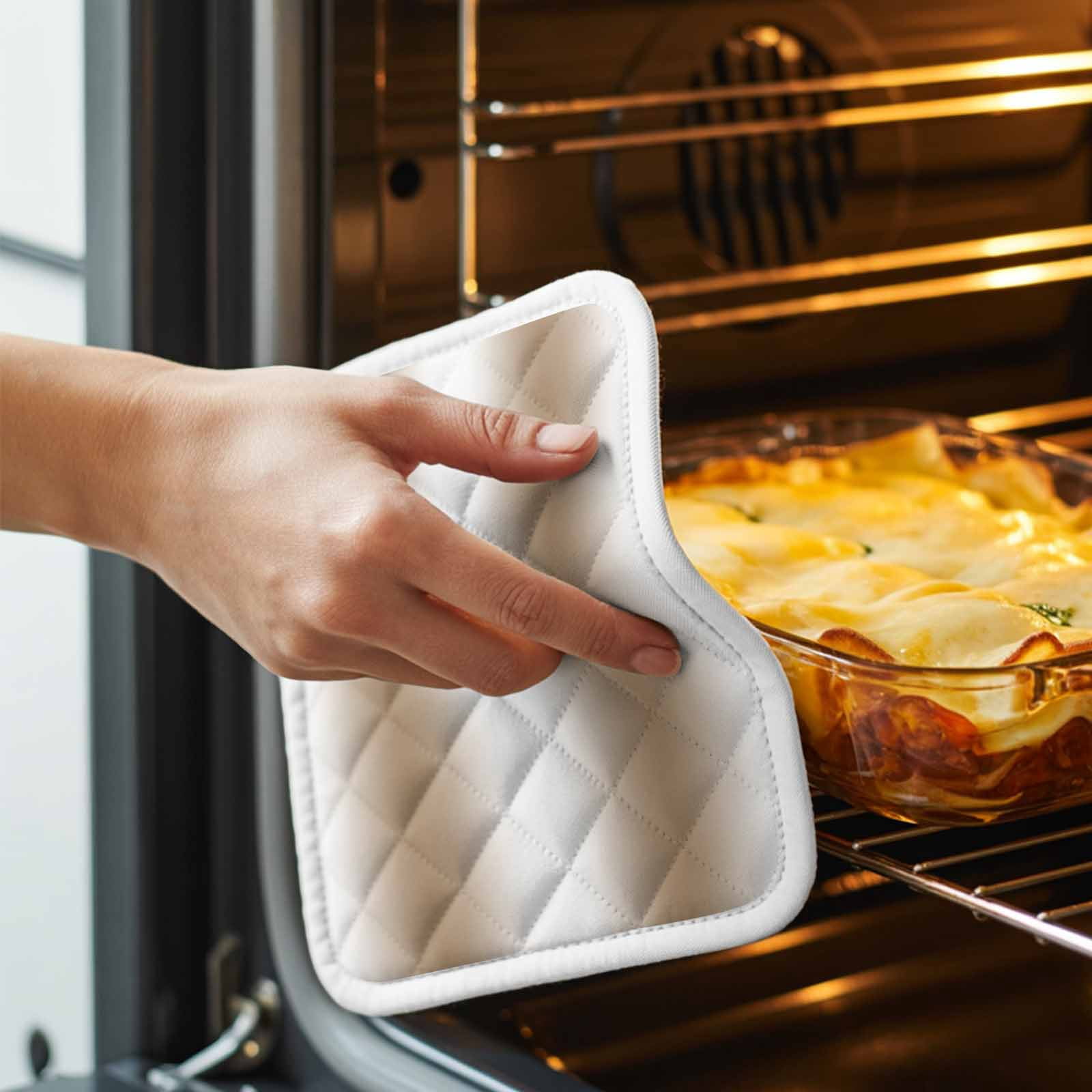Khaki White Ombre Pot Holders for Kitchen Heatproof Potholder, 5 Pack Modern Abstract Art Farmhouse Gradient Hot Pads Multipurpose Oven Pads Cloth Potholders Trivet for Cooking Baking