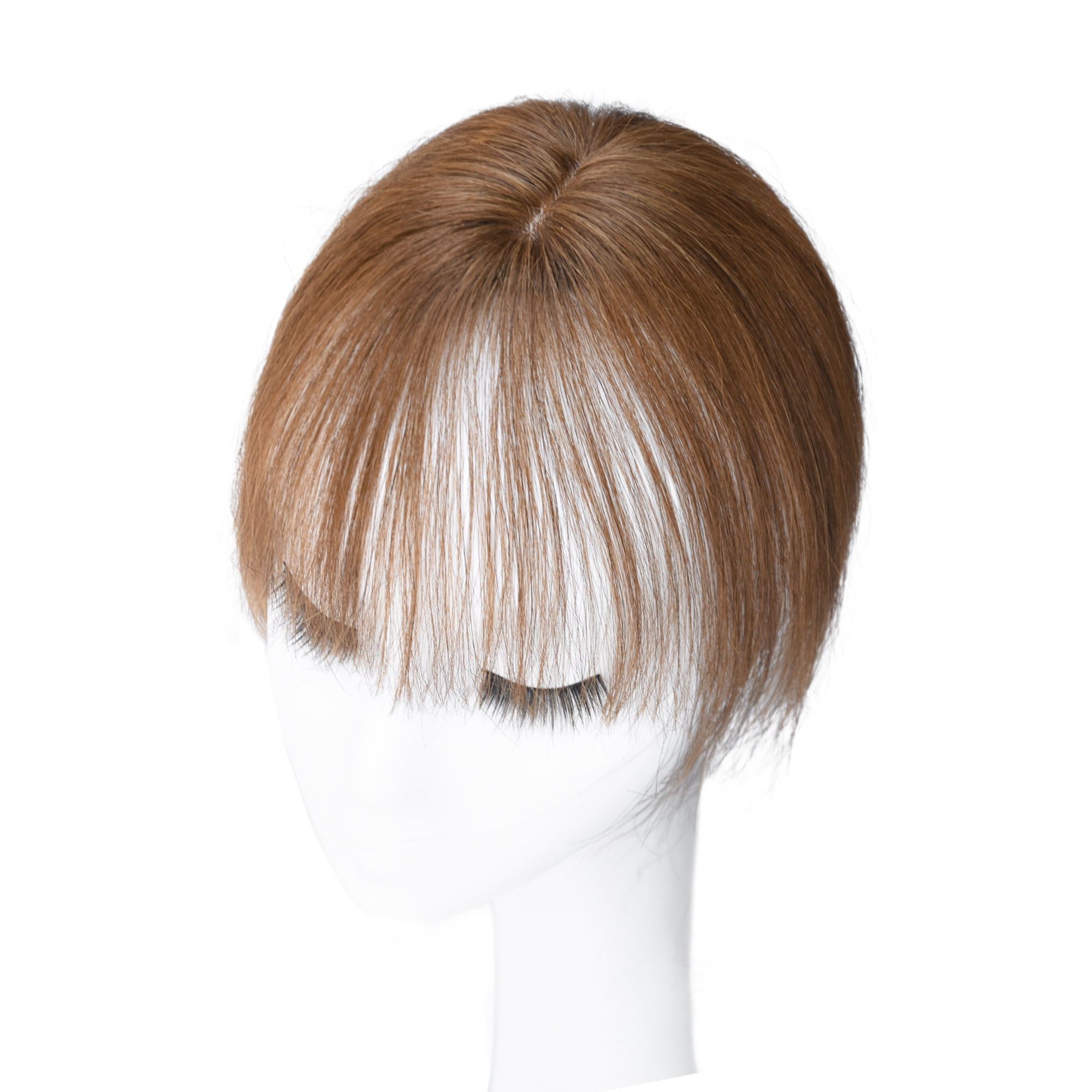 viviaBella Human Hair Clip in Hair Bangs 3D Machine Made Mono Base Clip-on Bangs Topper Real Hair Air Bangs One Piece Clip in Hair Topper/Hair Fringe