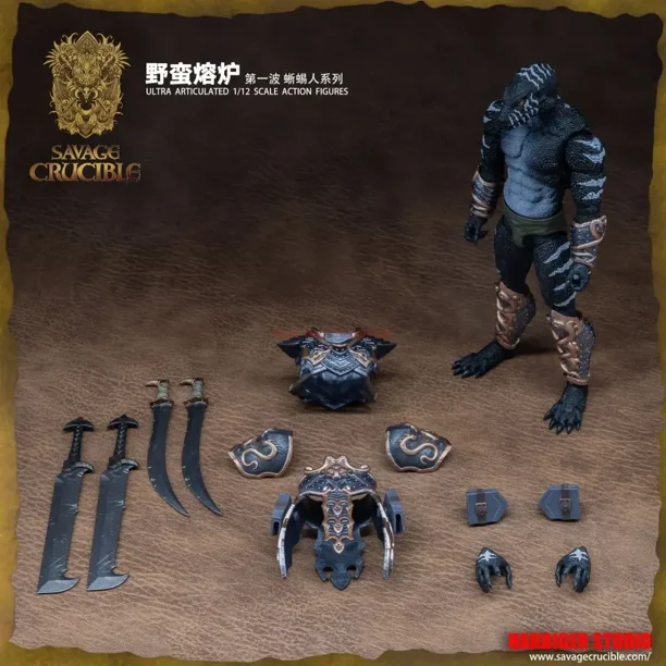 En existencia 1/12 Anime Savage Crucible Figuras Serie Lizard Man Figura de acción Modelos de PVC Colección de estatuas Juguete Muñeca Adorno Regalos