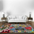 thumbnail image 3 of Office Rug, Colorful Rugs, Large Rugs, Outdoor Rugs, Soft Rugs, Graffiti Rugs, Entry Rug, Bedroom Rugs, Colorful Graffiti Rugs, Thin Rug, 2.6'x5' - 80x150 cm, 3 of 8