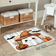 thumbnail image 2 of SXPUBZ Halloween Ghost Pumpkin Non Slip Flannel Floor Mat for Bathroom Kitchen Bedroom Decor 16x24 inch, 2 of 5