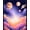 Purple Blue Pink Orange, Pattern 1, variant on Design&I 8'x10' Washable Area Rug Extra Large Skid-Resistant Low Profile System Planet Chart With Galaxy Nebula And Learning Star Motifs for Living Room, Family