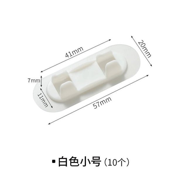 Zhuge Fijador de cables de 10 piezas, sin necesidad de taladrar,herramienta de almacenamiento autoadhesiva de alta viscosidad, organizador de cables con hebilla fija (blanco, tamaño pequeño)