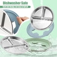 thumbnail image 3 of AOWOO 2-Pack Stainless Steel Baby Plates with Suction, 8.26” Divided Toddler Plate, BPA-Free Stainless Steel Kids Plates for Dishwasher Safe, Non-Slip Silicone Base, Detachable Design (Blue, Green), 3 of 8