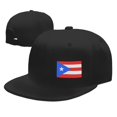 thumbnail image 4 of DouZhe Flat Brim Cap Snapback Hat, Puerto Rico Flag Prints Adjustable Black Adult Baseball Cap, 4 of 6