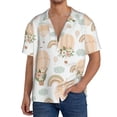 thumbnail image 3 of Naloa Air Balloon and Flower Men's Loose Fit Cuban Collar Short-Sleeve Shirt with Button-down and Chest Pocket for Everyday Wear Outings - X-Large, 3 of 7