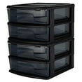 thumbnail image 1 of Homz Plastic 2 Drawer Medium Storage Cart, Black Frame with Smoke Drawer, 2 Pack, 1 of 10