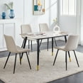 thumbnail image 2 of LUFTUT 5-Piece Modern Dining Table Set for 4, 48.5-Inch Sintered Stone Table & 4 Grey PU Leather Chairs, Sturdy Metal Legs, Kitchen & Small Space Dinette Set, 2 of 9