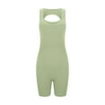 thumbnail image 6 of OSOLU Women's Sleeveless Yoga Jumpsuits Shorts Bodysuit Deep Scoop Neck Backless Bodycon Jumpsuits Sports Soft Tummy Control Workout Athletic Gym Bottoms Light Green M, 6 of 9