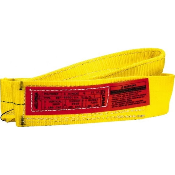 4' Long x 3" Wide, 3,600 Lb Vertical Capacity, 1 Ply, Nylon Web Sling