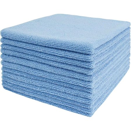 Professional Grade Microfiber ing Cloth 72 Value Pack 16 x 16 inch (Commerical Grade, Extra Thick, Extra Absorbant, Dry Fast, Lint , 300GSM, Blue)