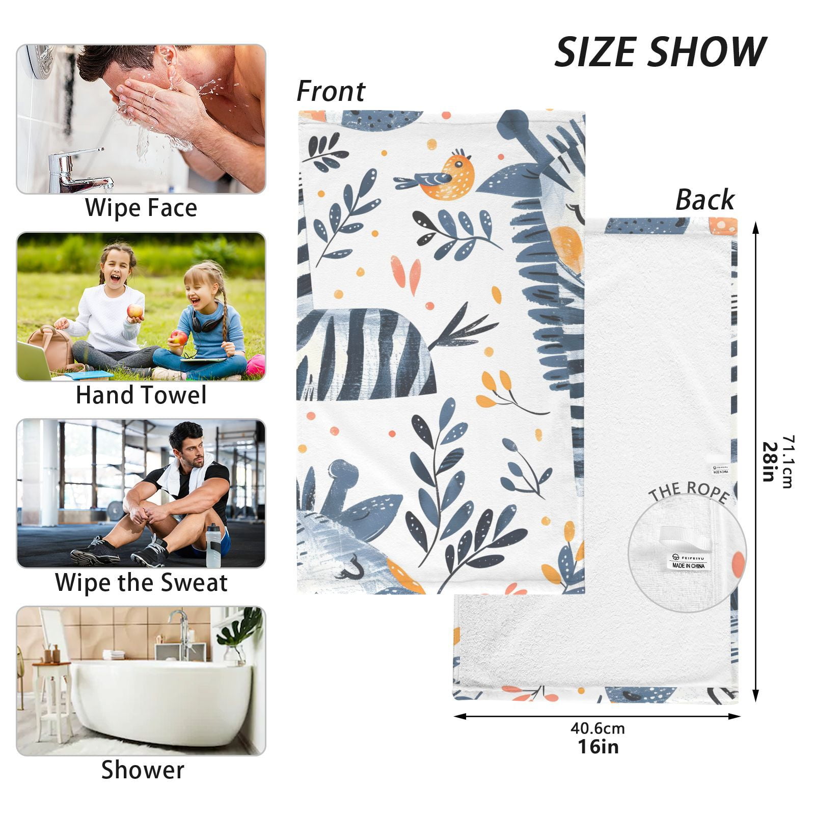 Zebras Cute Hand Towels Cotton Bath Towels Large Face Towels Absorbent for Bathroom 2 Packs