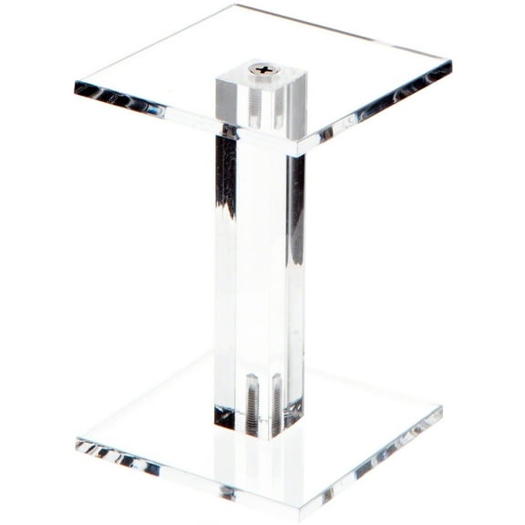 Plymor Clear Acrylic Square Barbell Pedestal Display Riser 4.375" H x 3" W x 3" D (3/16" thick)