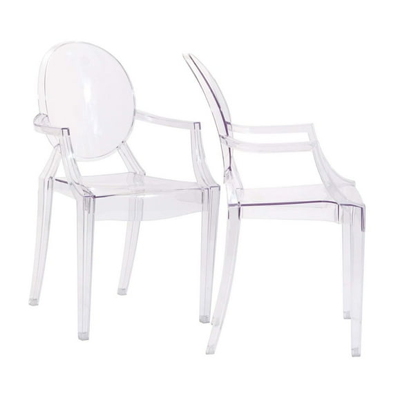 Modway Casper 18.5" Polycarbonate Plastic Dining Armchairs in Clear (Set of 2)