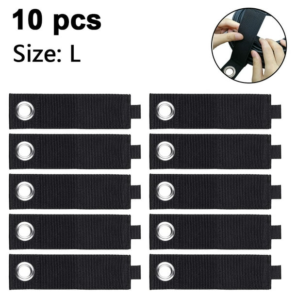 10pcs Reusable Cable Straps Adhesive Tape Heavy Duty Storage Straps with Eyelet Velcro Organizer
