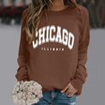 thumbnail image 2 of 2026 Women Sweatshirts Letter Print Long Sleeve Crew Neck Hoodless Plus Size Clothes Trendy Coffee, 2 of 6