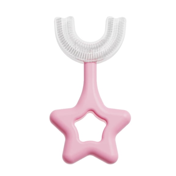 Wosthever Cepillo de para bebé ergonómico de doble cara de silicona de 360 ​​grados, cepillo de Manual en forma de U, cuidado Suministros de limpieza para el hogar rosado S