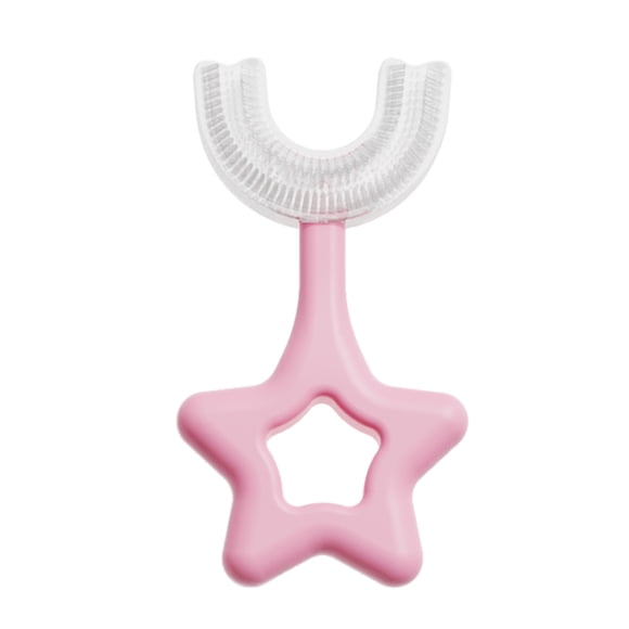 Wosthever Cepillo de para bebé ergonómico de doble cara de silicona de 360 grados, cepillo de Manual en forma de U, cuidado Suministros de limpieza para el hogar rosado S