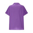 thumbnail image 5 of Cotton Linen Shirts Womens Zip Up Lapel Collar Tops Short Sleeve Summer Dressy Casual Blouses with Chest Pocket (XL, Purple), 5 of 6