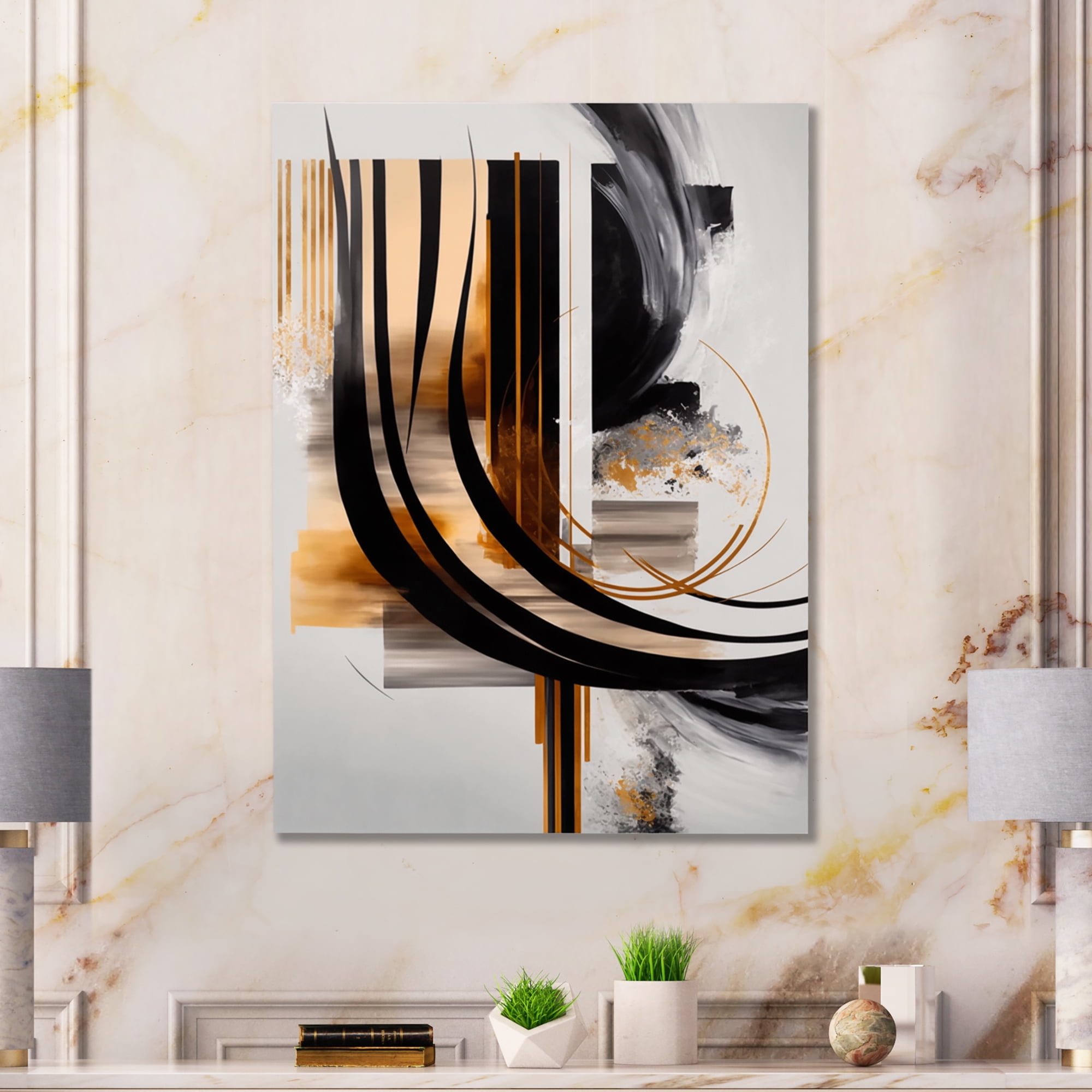 Designart Gold Touch Art Deco III Canvas Wall Art