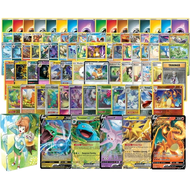 Paquete de cartas Pokémon surtidas con láminas y 5 cartas ultra raras