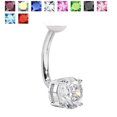 thumbnail image 2 of Prong Set Single CZ Belly Ring 14G (1.6MM) #84 (Pink), 2 of 2