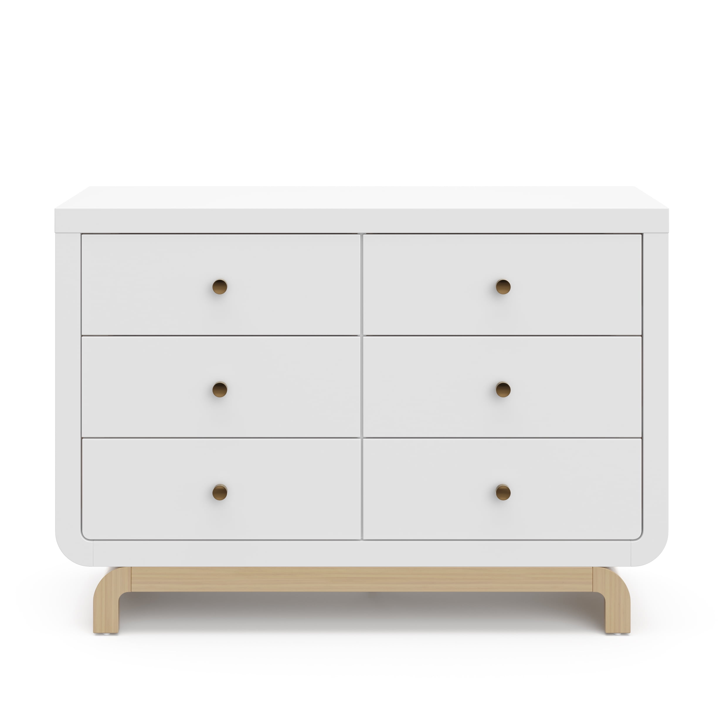 Art of Nursery by Storkcraft Santorini 6 Drawer Nursery Double Dresser, White with Driftwood