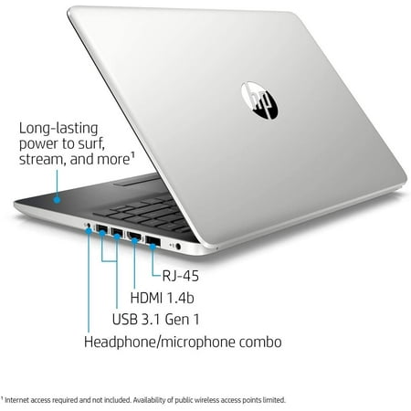 HP LAPTOP 14-DK0736MS ,AMD RYZEN 3 3200U APU 8GB DDR4, 128GB SSD, 14", Windows 10 Home in S Mode( Natural Silver）